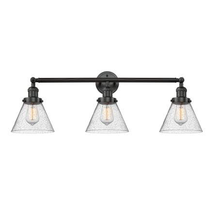 A large image of the Innovations Lighting 205-S Large Cone Matte Black / Seedy