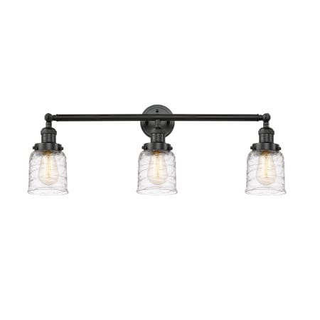 A large image of the Innovations Lighting 205-11-30 Bell Vanity Matte Black / Deco Swirl