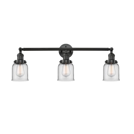 A large image of the Innovations Lighting 205-S Small Bell Matte Black / Clear