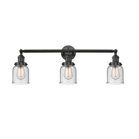 A large image of the Innovations Lighting 205-S Small Bell Matte Black / Seedy