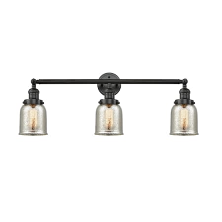 A large image of the Innovations Lighting 205-S Small Bell Matte Black / Silver Plated Mercury