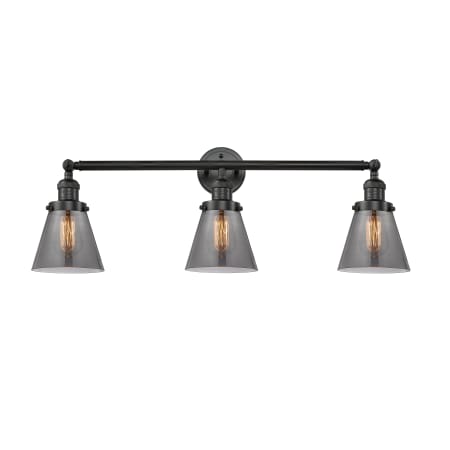 A large image of the Innovations Lighting 205-S Small Cone Matte Black / Smoked