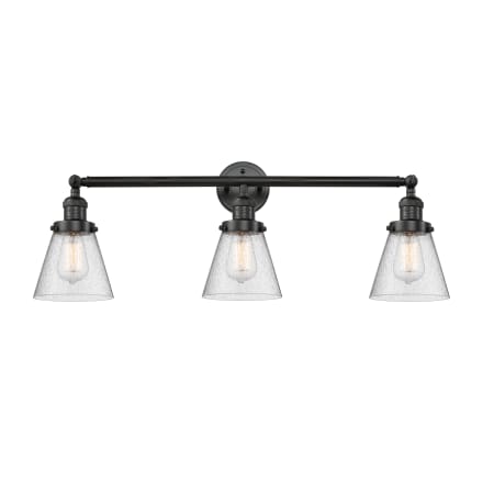 A large image of the Innovations Lighting 205-S Small Cone Matte Black / Seedy