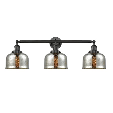 A large image of the Innovations Lighting 205-S Large Bell Matte Black / Silver Plated Mercury