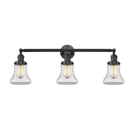 A large image of the Innovations Lighting 205-S Bellmont Matte Black / Clear