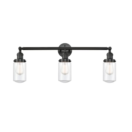 A large image of the Innovations Lighting 205 Dover Matte Black / Clear