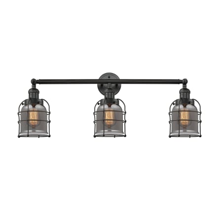 A large image of the Innovations Lighting 205-S Small Bell Cage Matte Black / Smoked