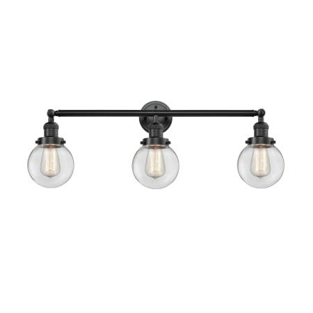 A large image of the Innovations Lighting 205-S-6 Beacon Oil Rubbed Bronze / Clear