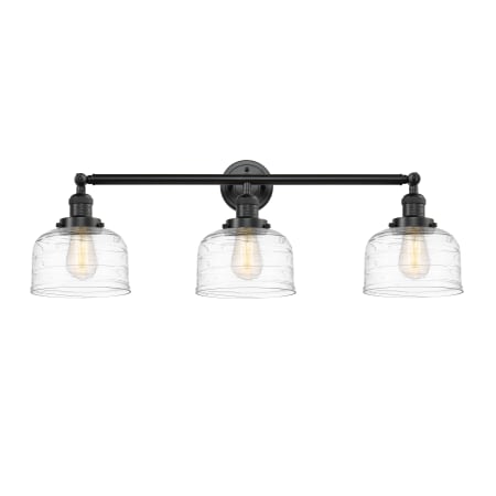 A large image of the Innovations Lighting 205-11-32 Bell Vanity Oil Rubbed Bronze / Clear Deco Swirl
