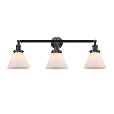 A large image of the Innovations Lighting 205-S Large Cone Oil Rubbed Bronze / Matte White