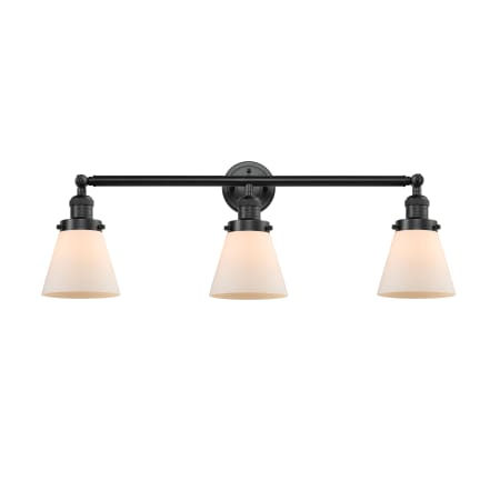 A large image of the Innovations Lighting 205-S Small Cone Oil Rubbed Bronze / Matte White