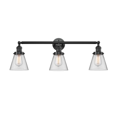 A large image of the Innovations Lighting 205-S Small Cone Oil Rubbed Bronze / Clear