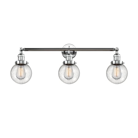 A large image of the Innovations Lighting 205-S-6 Beacon Polished Chrome / Seedy