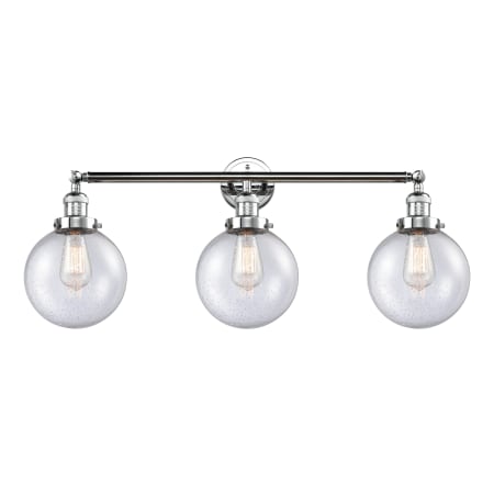 A large image of the Innovations Lighting 205-S-8 Beacon Polished Chrome / Seedy