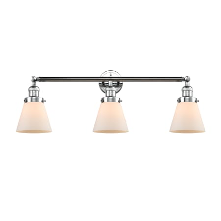 A large image of the Innovations Lighting 205-S Small Cone Polished Chrome / Matte White