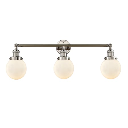 A large image of the Innovations Lighting 205-S-6 Beacon Polished Nickel / Matte White