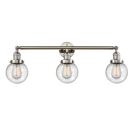 A large image of the Innovations Lighting 205-S-6 Beacon Polished Nickel / Seedy