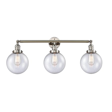 A large image of the Innovations Lighting 205-S-8 Beacon Polished Nickel / Seedy