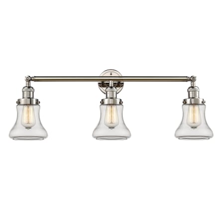 A large image of the Innovations Lighting 205-S Bellmont Polished Nickel / Clear