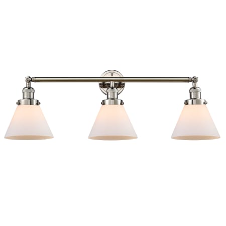 A large image of the Innovations Lighting 205-S Large Cone Polished Nickel / Matte White