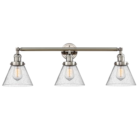 A large image of the Innovations Lighting 205-S Large Cone Polished Nickel / Seedy