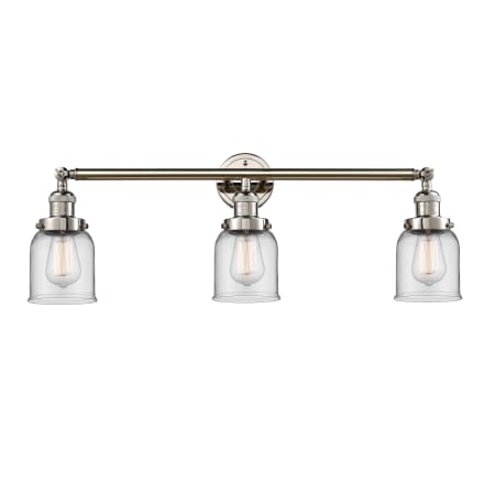 A large image of the Innovations Lighting 205-S Small Bell Polished Nickel / Clear