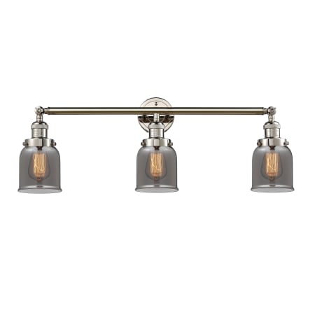 A large image of the Innovations Lighting 205-S Small Bell Polished Nickel / Plated Smoked