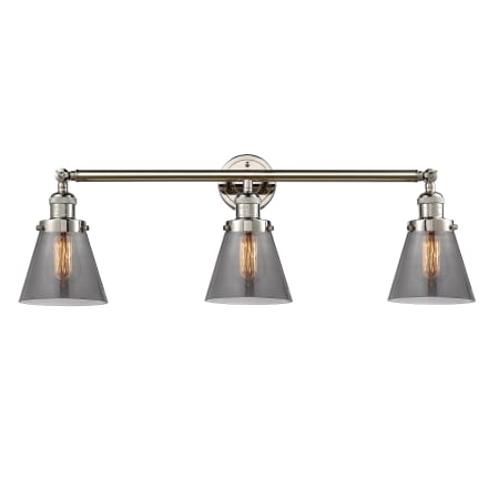 A large image of the Innovations Lighting 205-S Small Cone Polished Nickel / Smoked