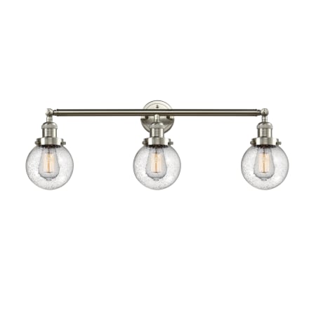 A large image of the Innovations Lighting 205-S-6 Beacon Brushed Satin Nickel / Seedy