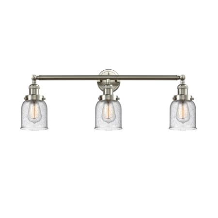 A large image of the Innovations Lighting 205-S Small Bell Brushed Satin Nickel / Seedy