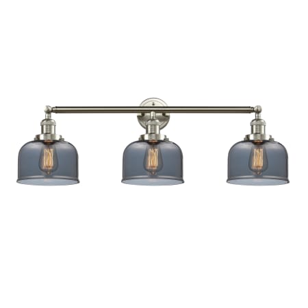 A large image of the Innovations Lighting 205-S Large Bell Brushed Satin Nickel / Plated Smoked