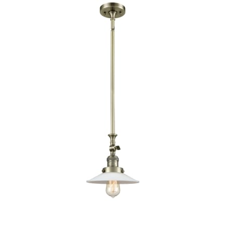 A large image of the Innovations Lighting 206 Halophane Antique Brass / Matte White Halophane