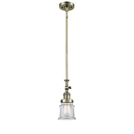 A large image of the Innovations Lighting 206 Small Canton Antique Brass / Clear