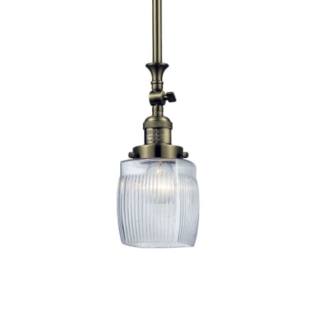 A large image of the Innovations Lighting 206 Colton Antique Brass / Thick Clear Halophane