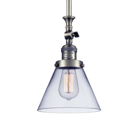 A large image of the Innovations Lighting 206 Large Cone Antique Brass / Clear