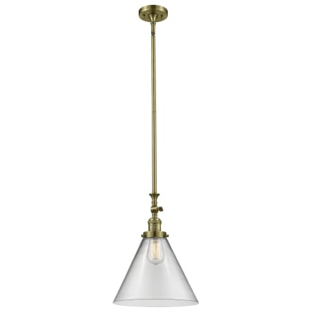 A large image of the Innovations Lighting 206 X-Large Cone Antique Brass / Clear