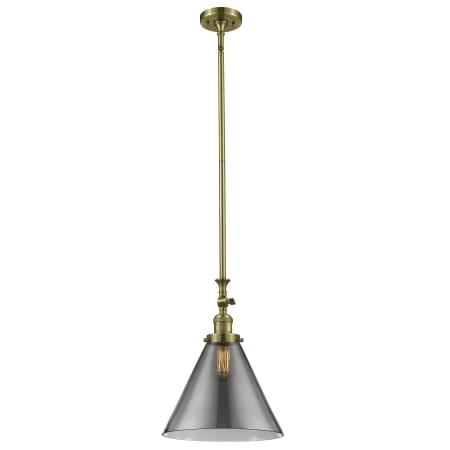A large image of the Innovations Lighting 206 X-Large Cone Antique Brass / Plated Smoke