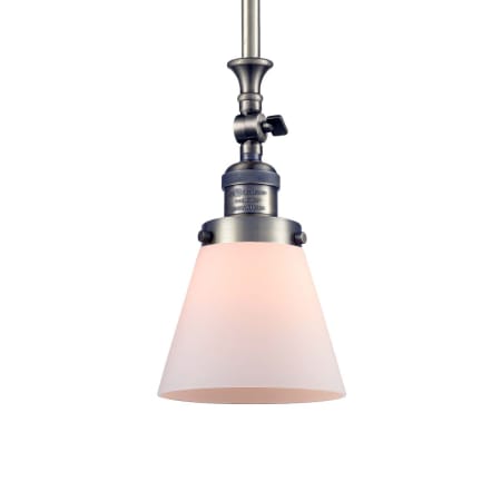 A large image of the Innovations Lighting 206 Small Cone Antique Brass / Matte White Cased