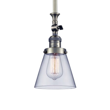 A large image of the Innovations Lighting 206 Small Cone Antique Brass / Clear