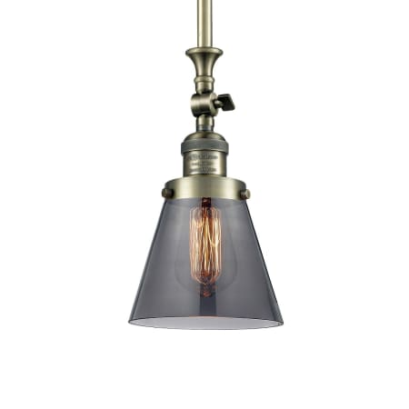 A large image of the Innovations Lighting 206 Small Cone Antique Brass / Smoked