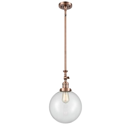A large image of the Innovations Lighting 206 X-Large Beacon Antique Copper / Clear