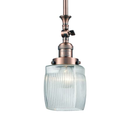 A large image of the Innovations Lighting 206 Colton Antique Copper / Thick Clear Halophane