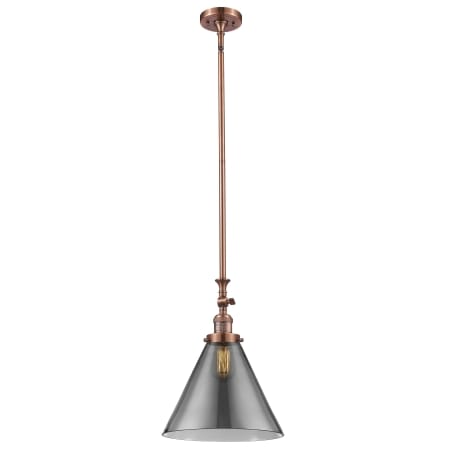 A large image of the Innovations Lighting 206 X-Large Cone Antique Copper / Plated Smoke