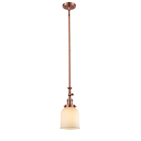 A large image of the Innovations Lighting 206 Small Bell Antique Copper / Matte White Cased