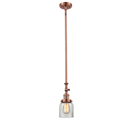 A large image of the Innovations Lighting 206 Small Bell Antique Copper / Clear