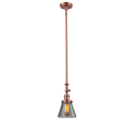 A large image of the Innovations Lighting 206 Small Cone Antique Copper / Smoked