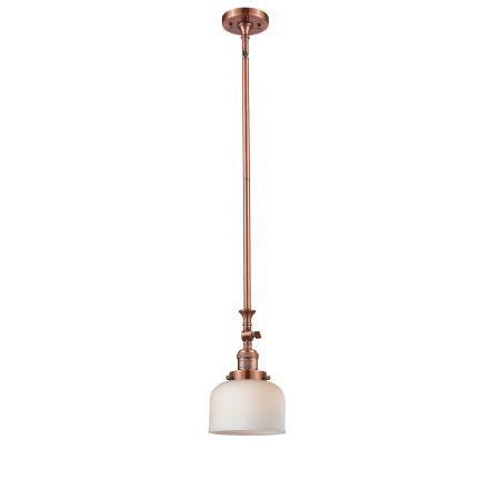 A large image of the Innovations Lighting 206 Large Bell Antique Copper / Matte White Cased