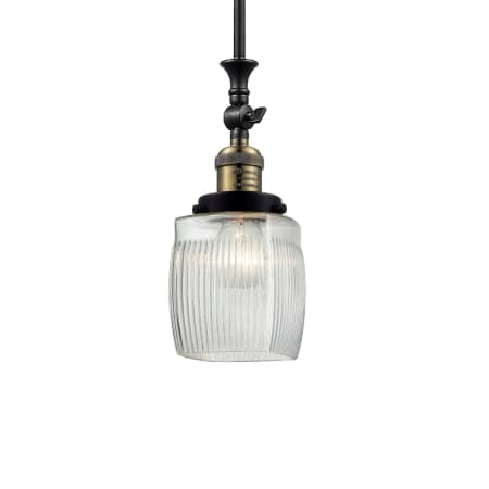 A large image of the Innovations Lighting 206 Colton Black / Antique Brass / Thick Clear Halophane