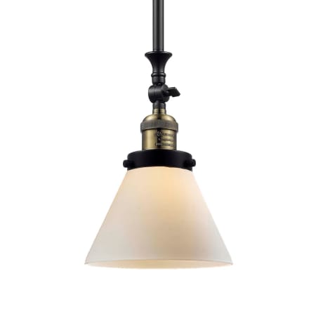 A large image of the Innovations Lighting 206 Large Cone Black / Antique Brass / Matte White Cased