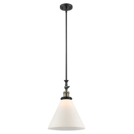 A large image of the Innovations Lighting 206 X-Large Cone Black Antique Brass / Matte White